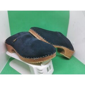 SVEN Vollaio Sweden Men's Navy Blue Suede Leather Swedish Clogs Size 9 S